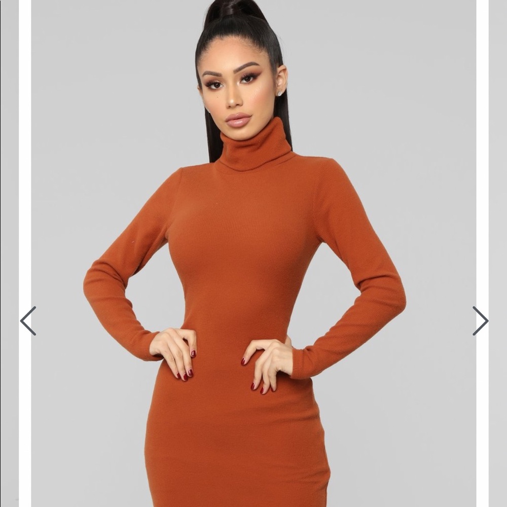 Orange turtle neck dress